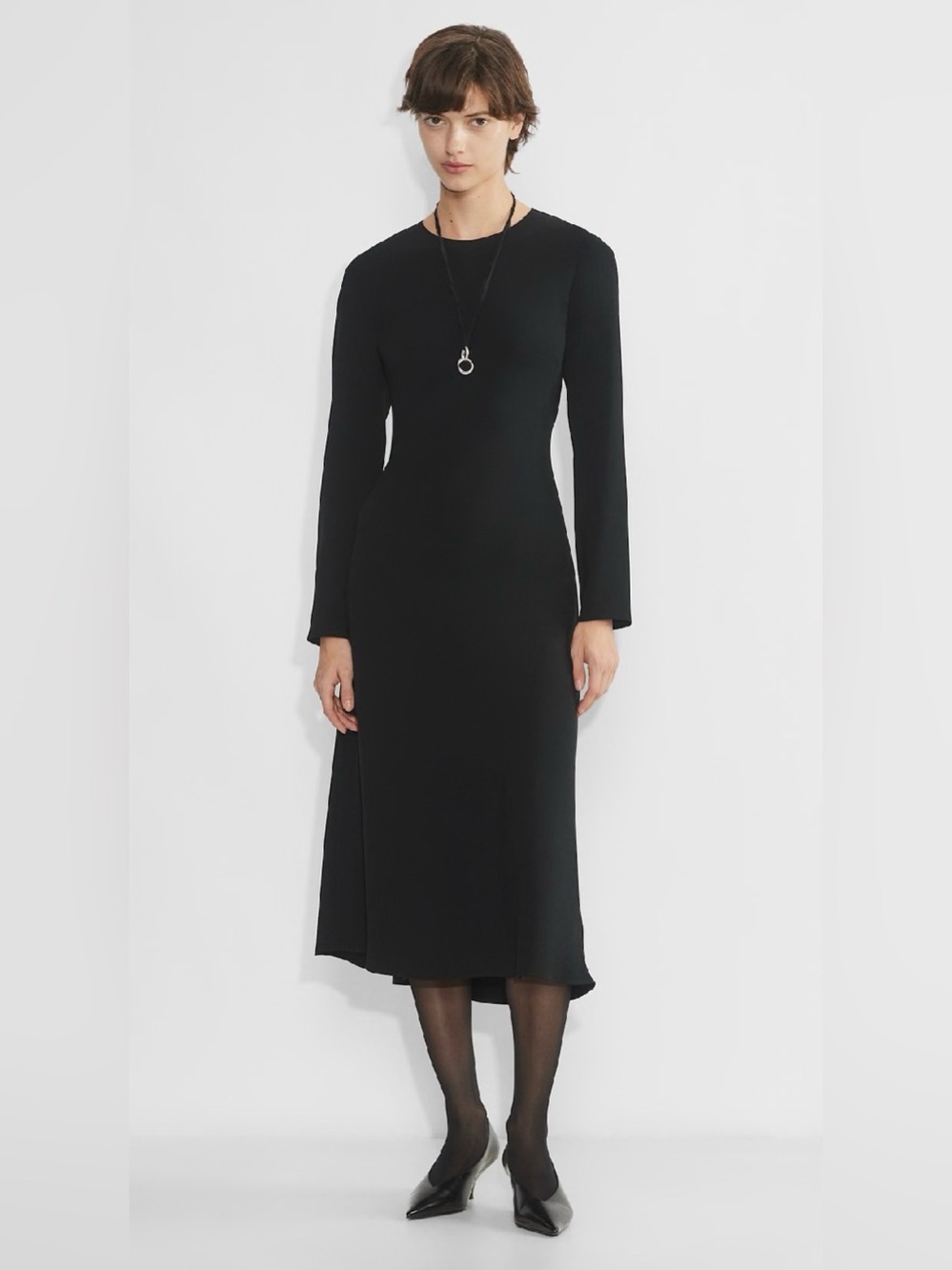 Aritzia Babaton Dione Long Sleeve Midi Dress Black Size M